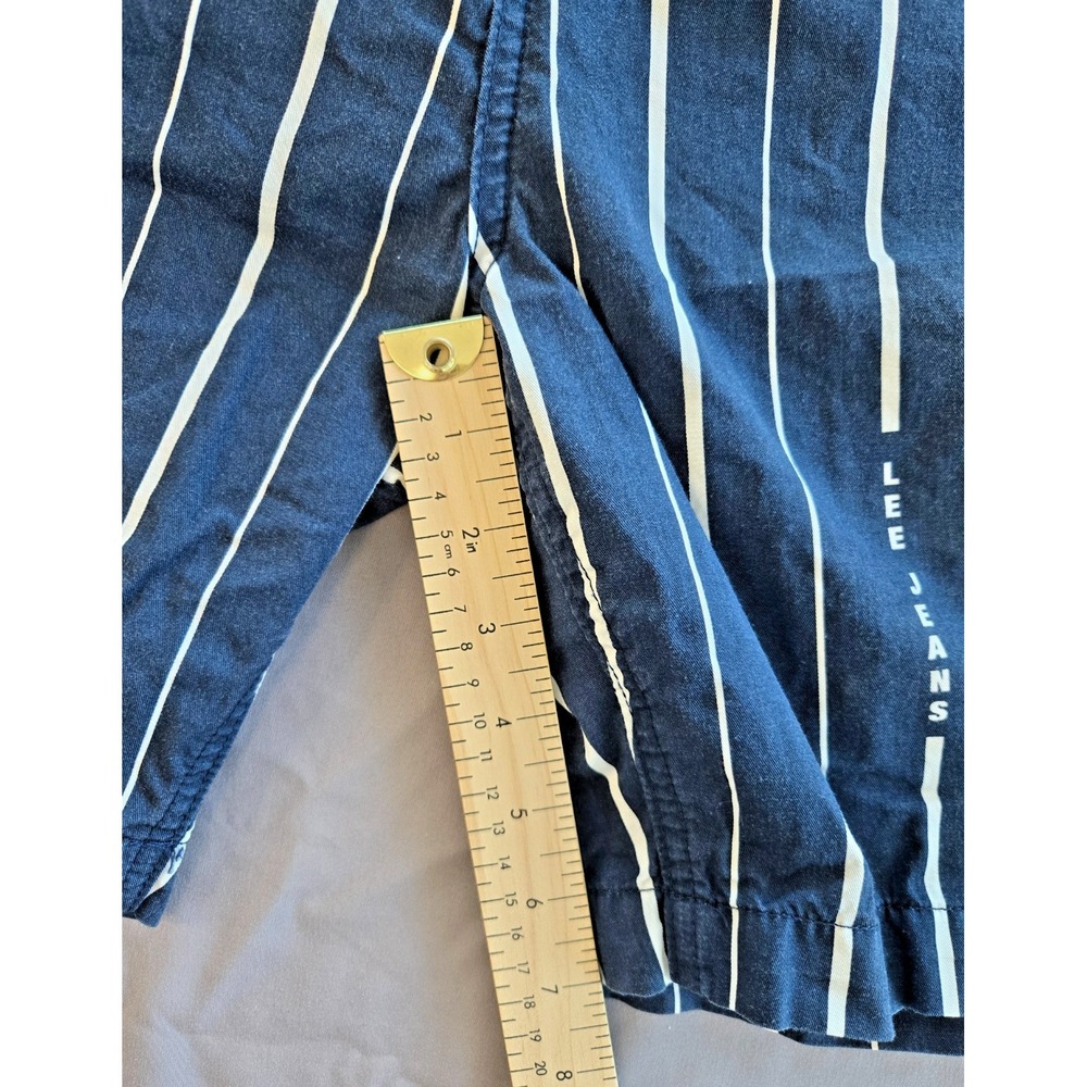 Lee Bermuda Shorts Striped Nave Blue W31 90s Retro Old Money Minimalist - Picture 13 of 16
